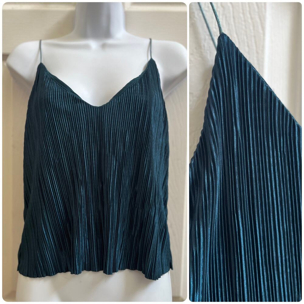 Silence + Noise Pleated V Neckline Spaghetti Straps Camisole Tank Top Small